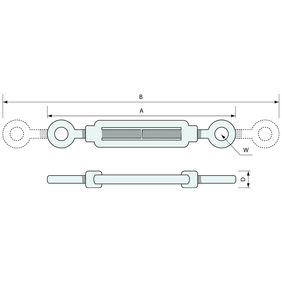 Turnbuckle Galvanised M8 210mm